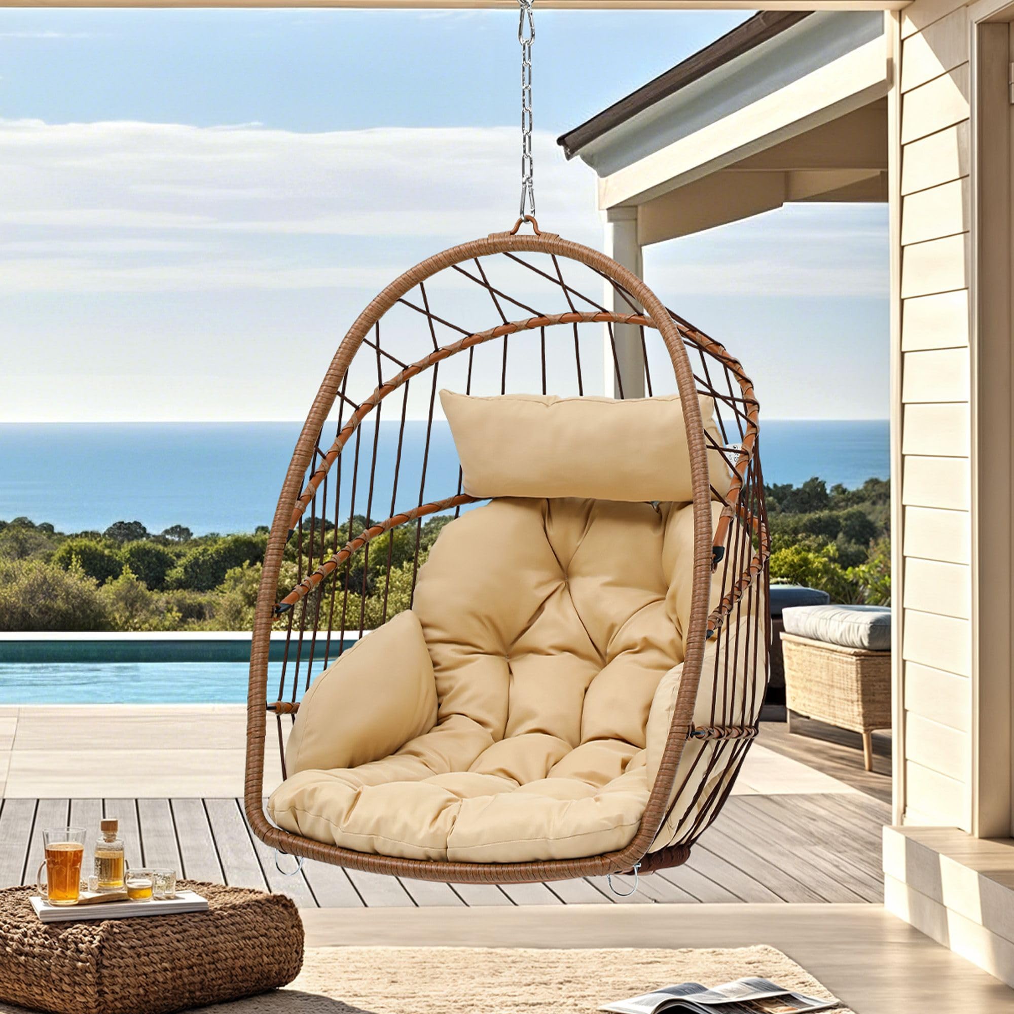 Amazon.com: DWVO Egg Chair Without Stand, Basket Chair